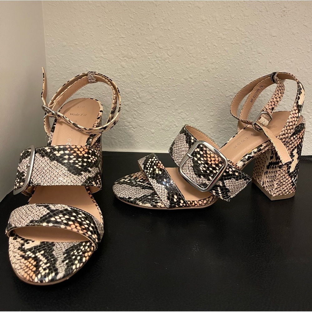 ASOS- New Look Snakeskin Block Heel Strappy Sandals